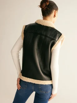 Teddy Lined PU Leather Vest