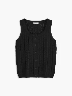 Textured Button-Front Sweater Vest