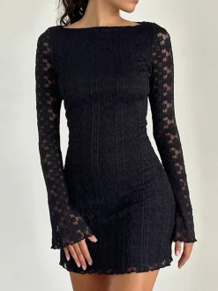 Textured Lace Short Dress