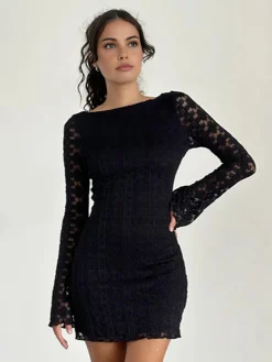 Textured Lace Short Dress