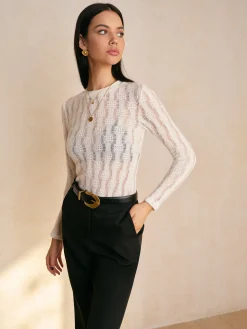 Textured Semi-Sheer Slim T-Shirt