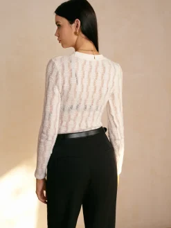 Textured Semi-Sheer Slim T-Shirt