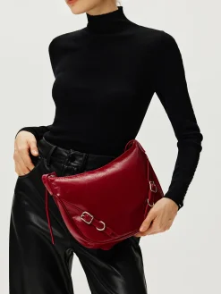Textured Zipper Shoulder Bag