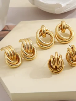 Three-Piece Cross Hoop Drop Earrings