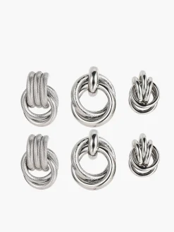 Three-Piece Cross Hoop Drop Earrings