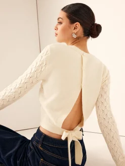 Tie Back Crop Sweater