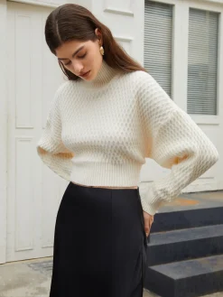 Tie Back Mock Neck Sweater