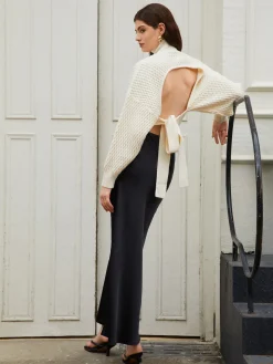 Tie Back Mock Neck Sweater