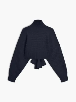 Tie Back Mock Neck Sweater