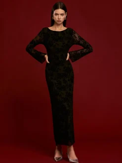 Tie Backless Velvet Dress