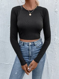 Tie Beck Skinny Crop Blouse