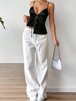 Tie Front Satin Cami Top