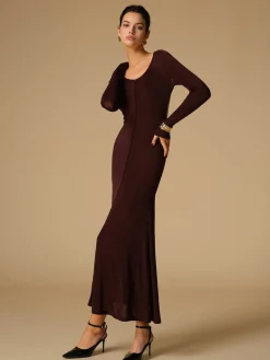Tie Neck Backless Jersey Long Dress