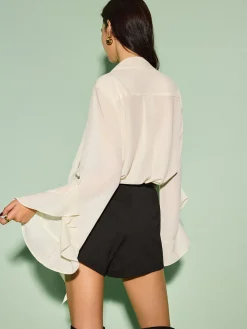 Tie Neck Chiffon Ruffle Shirt