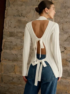 Tie Open Back Knit Top