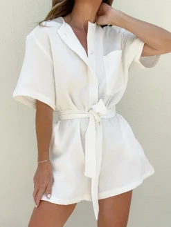 Tied Cotton Jumpsuit