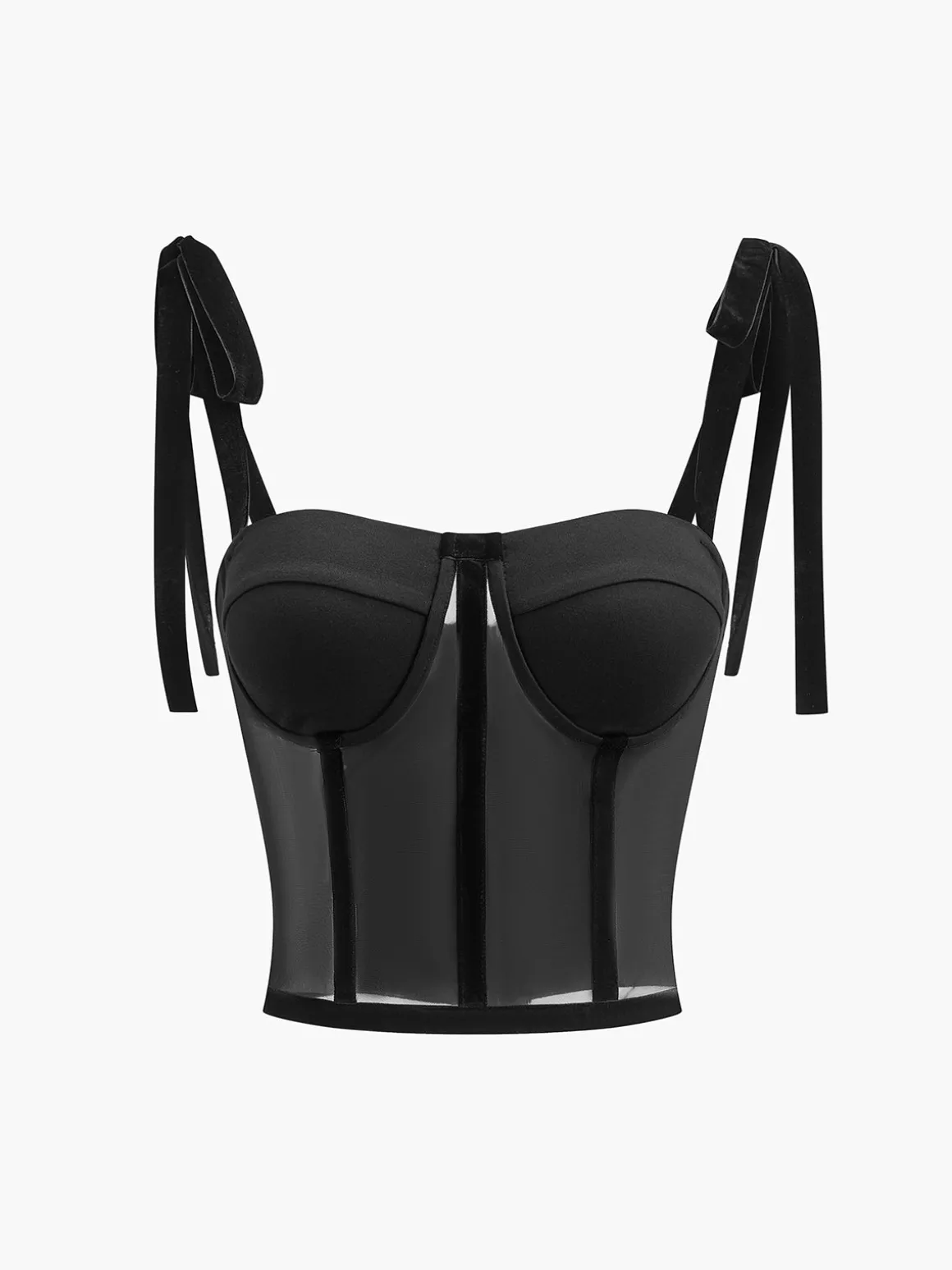 Tied Mesh Corset Crop Top