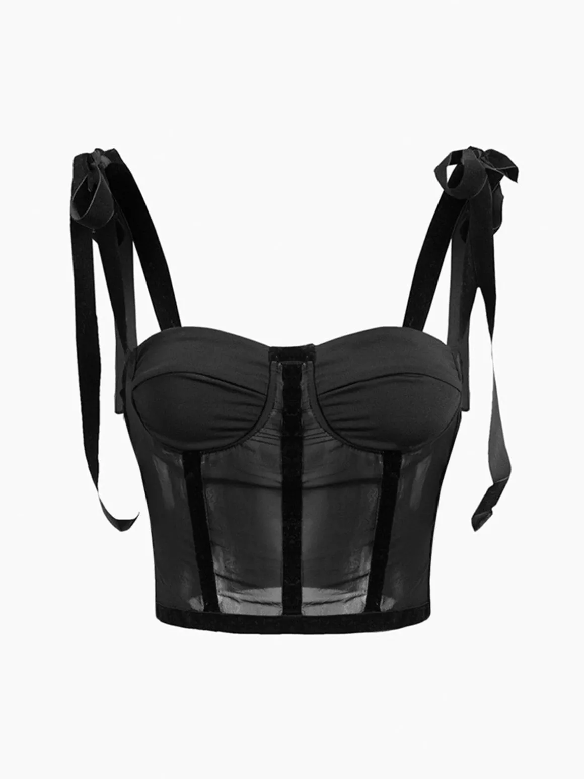 Tied Mesh Corset Crop Top