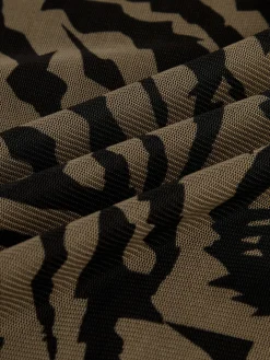 Tiger Print Strapless Mesh Dress