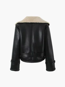 Too Blessed Sherpa Lined Shearling Leather Flight Jacket