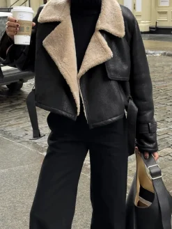 Too Blessed Sherpa Lined Shearling Leather Flight Jacket