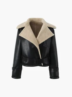 Too Blessed Sherpa Lined Shearling Leather Flight Jacket