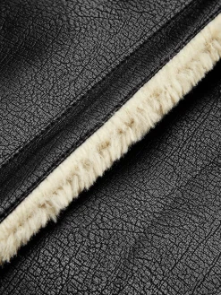 Too Blessed Sherpa Lined Shearling Leather Flight Jacket