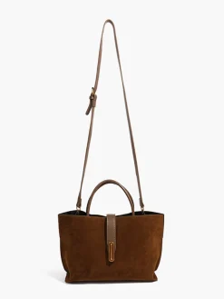 Top Handle Suede Compartment Bag