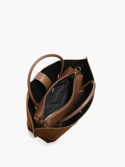 Top Handle Suede Compartment Bag