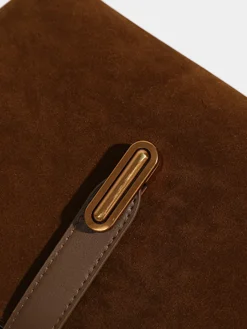 Top Handle Suede Compartment Bag