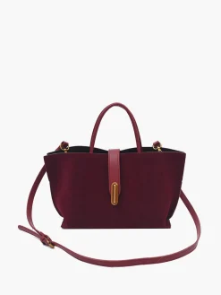 Top Handle Suede Compartment Bag