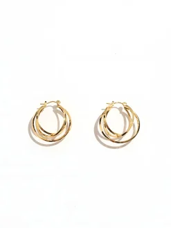Triple Layered Golden Hoop Earrings