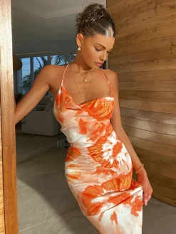 Tropical Floral Print Cami Long Dress