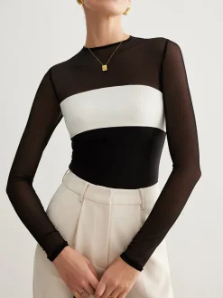 Tulle Color Block Zipper Top