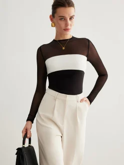 Tulle Color Block Zipper Top