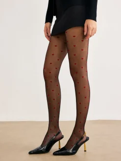 Tulle Tights With Heart Pattern