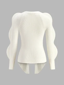Turn Lock Wave-Sleeve Cardigan