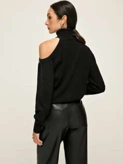 Turtleneck Asymmetrical One Shoulder Sweater