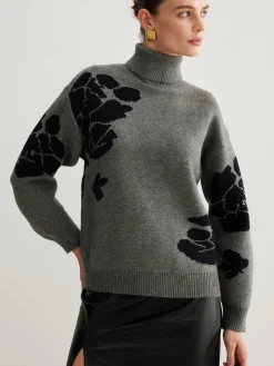 Turtleneck Color Block Shift Sweater