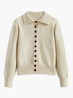 Turtleneck Contrast Button Cardigan