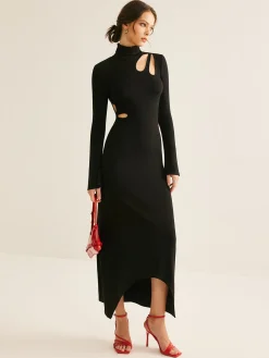 Turtleneck Cutout Slim Dress