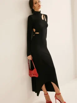 Turtleneck Cutout Slim Dress