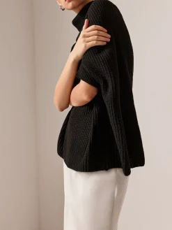 Turtleneck Half-Sleeve Sweater Without Belt