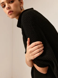 Turtleneck Half-Sleeve Sweater Without Belt