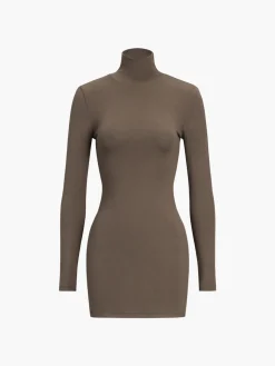 Turtleneck Open Back Long Sleeve Short Dress