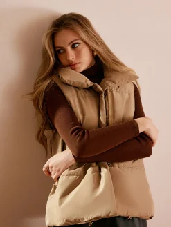 Turtleneck Quilted Zipper Vest