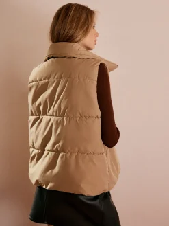 Turtleneck Quilted Zipper Vest