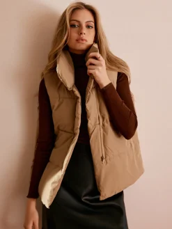 Turtleneck Quilted Zipper Vest