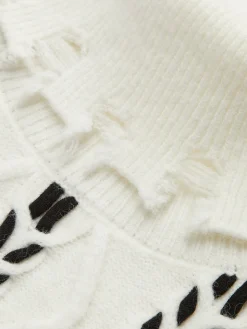Turtleneck Raw Hem Twist Sweater