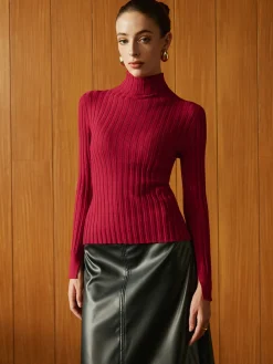 Turtleneck Ribbed Slim Sweater